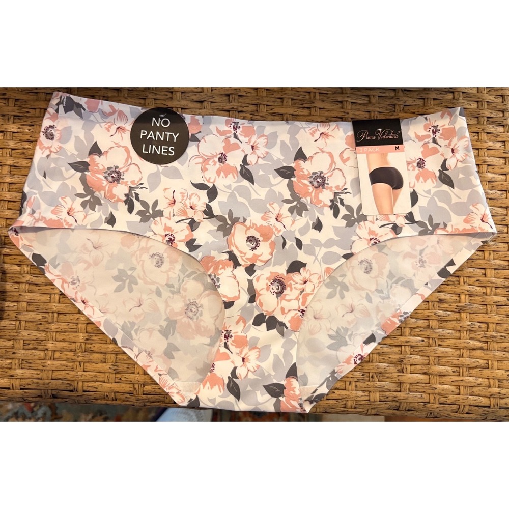 Roma Valentina Womens Floral Seamless No Panty Lines Bikini Underwear Peach M